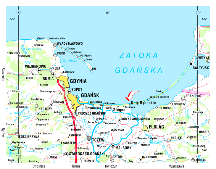 Mapa okolic Kątów Rybackich