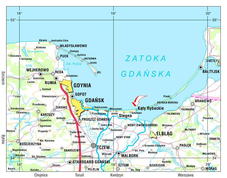 Mapa okolic Kątów Rybackich Mapa okolic Kątów Rybackich